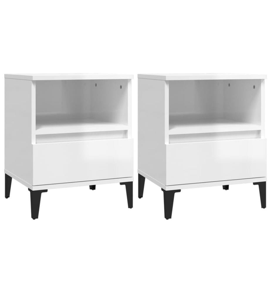 Tables de chevet 2 pcs Blanc brillant 40x35x50 cm