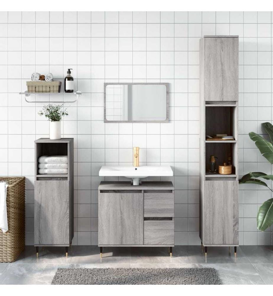 Badschrank Grau Sonoma 65x33x60 cm Holzwerkstoff