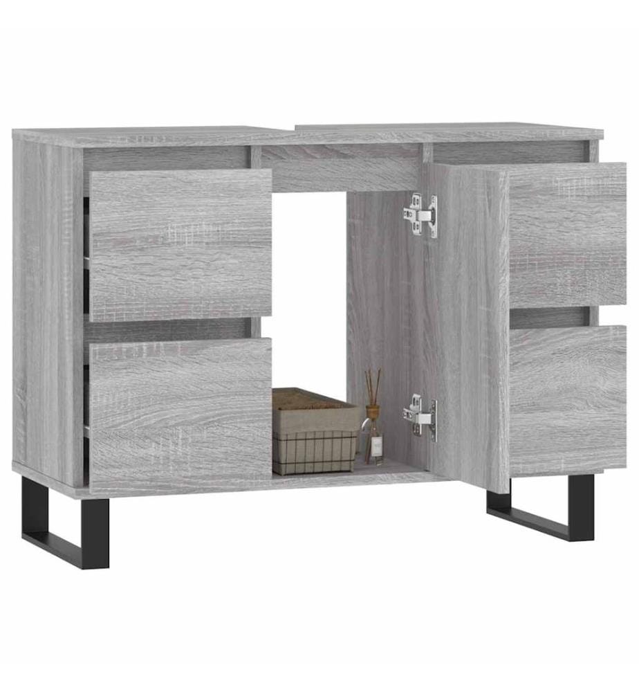 Badschrank Grau Sonoma 80x33x60 cm Holzwerkstoff