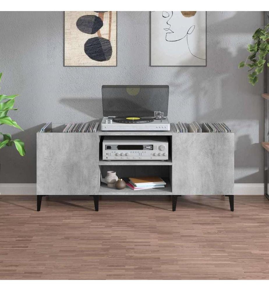 Plattenschrank Betongrau 121x38x48 cm Holzwerkstoff