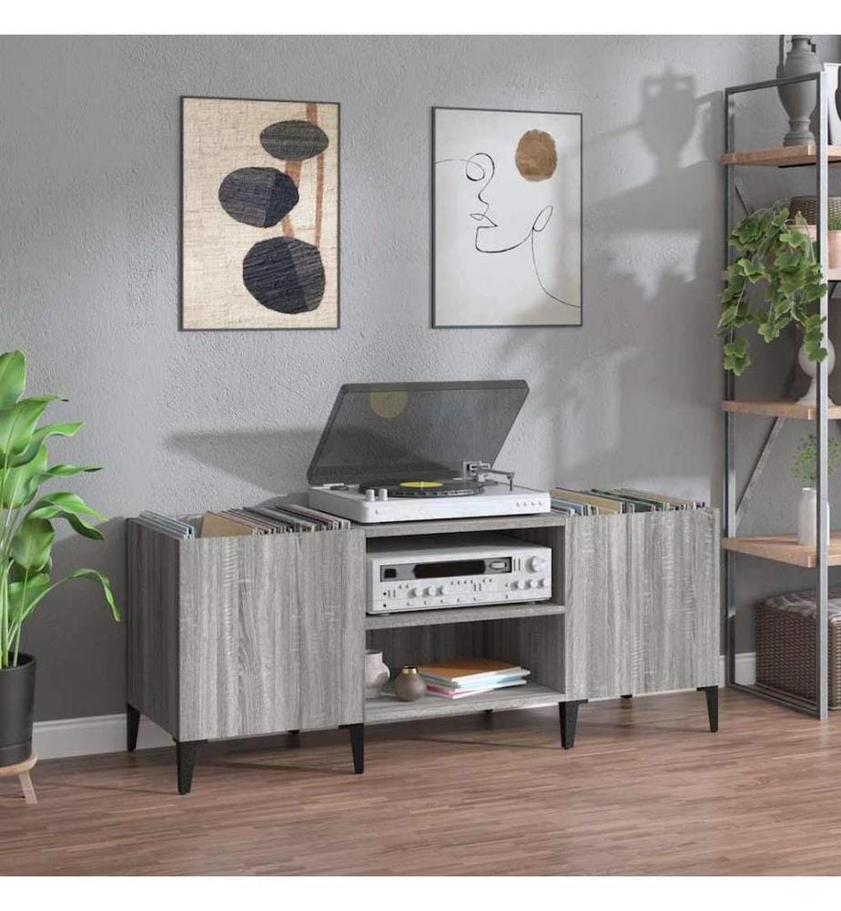 Plattenschrank Grau Sonoma 121x38x48 cm Holzwerkstoff