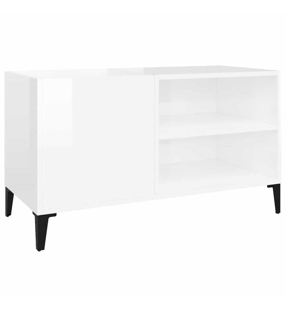 Plattenschrank Hochglanz-Weiss 84,5x38x48 cm Holzwerkstoff