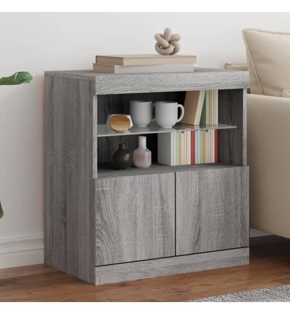 Sideboard mit LED-Leuchten Grau Sonoma 60x37x67 cm