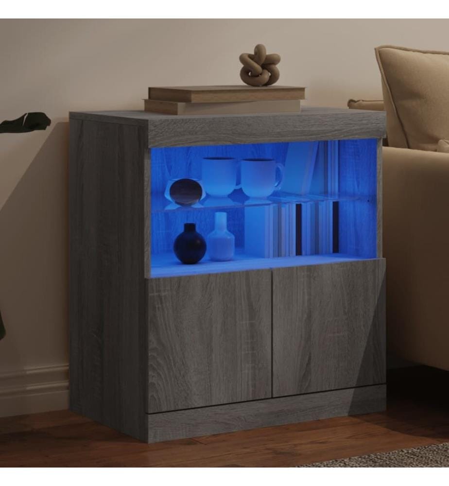 Sideboard mit LED-Leuchten Grau Sonoma 60x37x67 cm