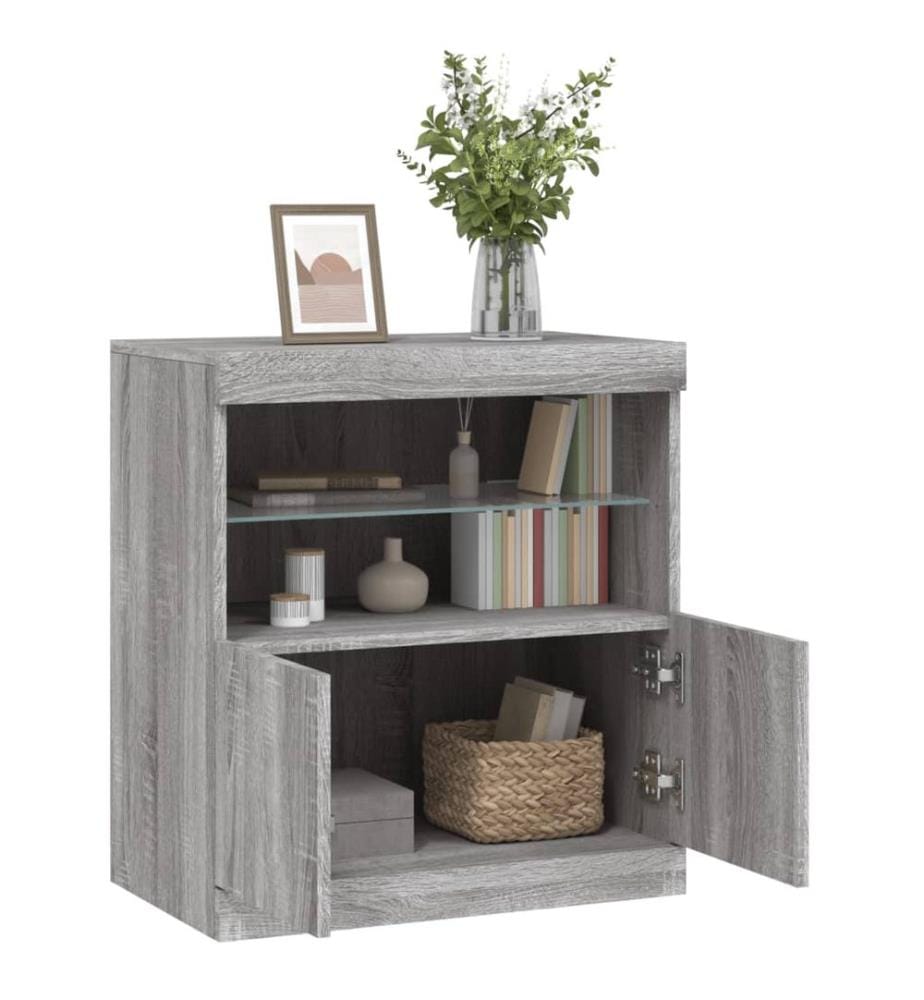 Sideboard mit LED-Leuchten Grau Sonoma 60x37x67 cm