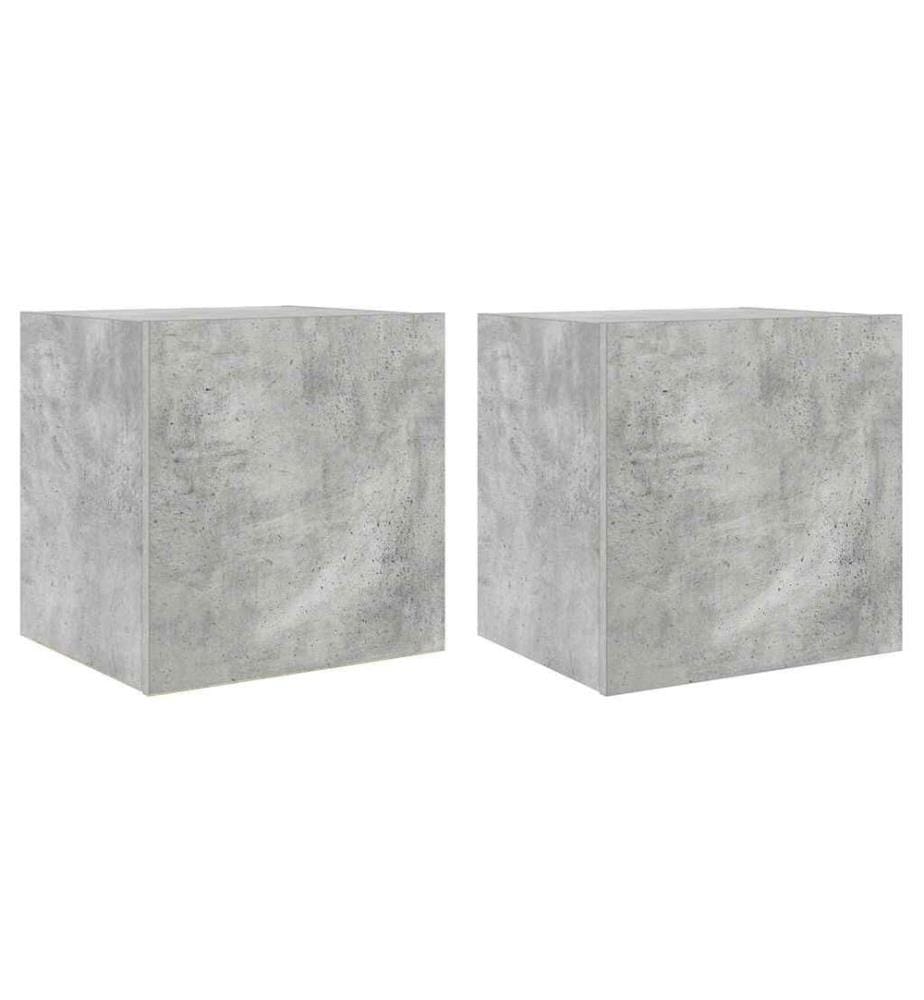 TV-Wandschränke mit LED-Leuchten 2 Stk. Betongrau 40,5x35x40 cm