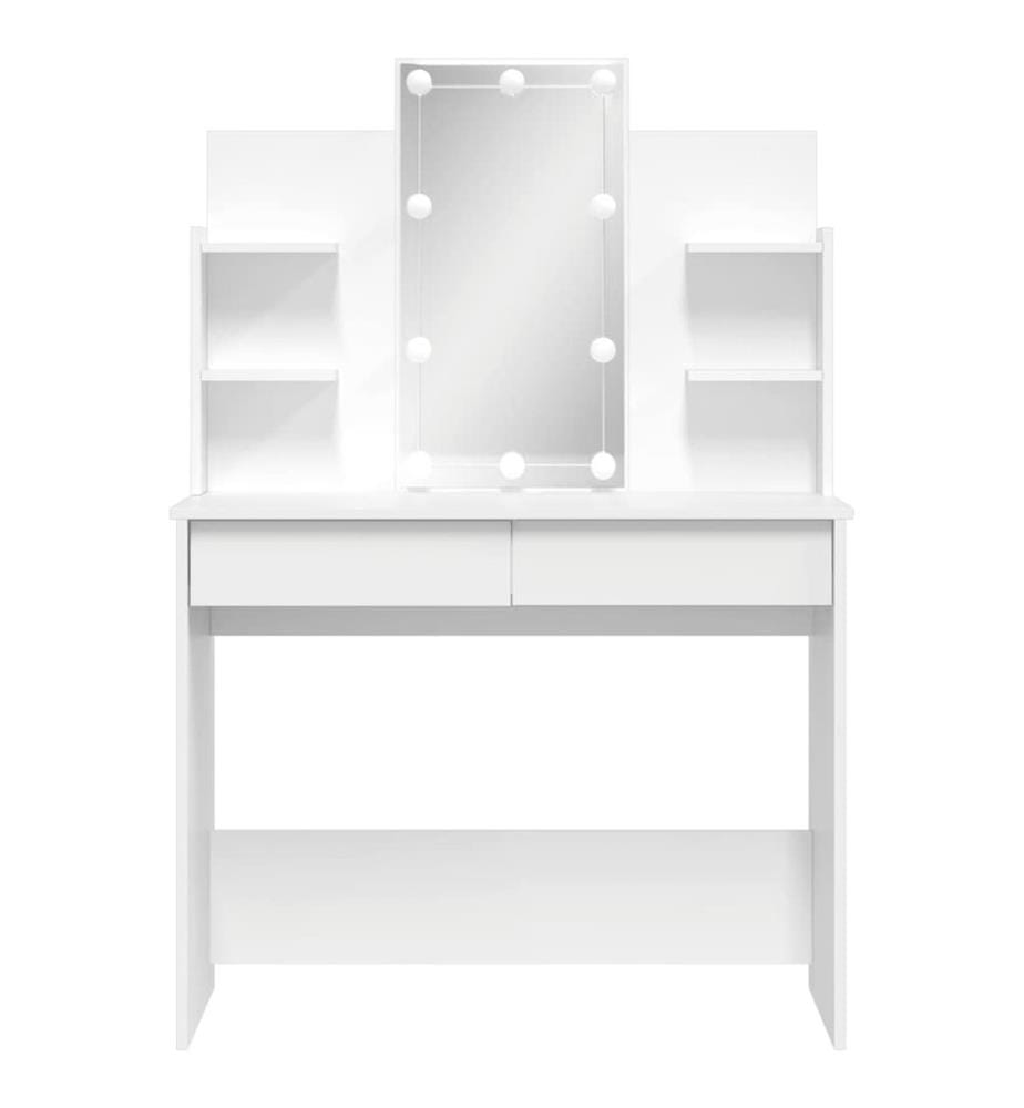 Schminktisch mit LED-Leuchten Weiss 96x40x142 cm