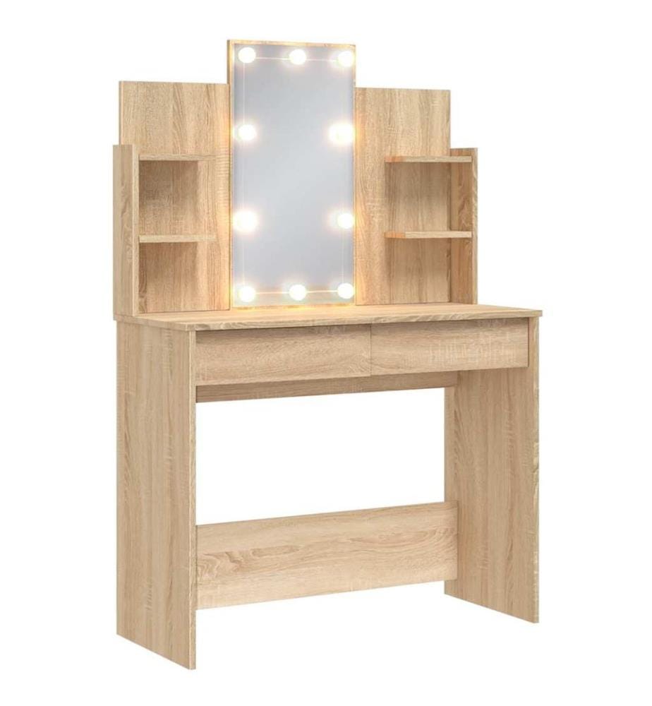 Coiffeuse avec lumières LED chêne sonoma 96x40x142 cm