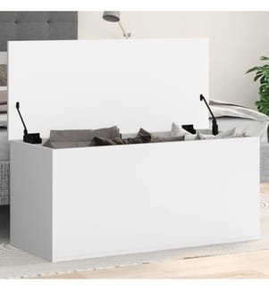 Boîte de rangement blanc 100x42x46 cm bois d'ingénierie