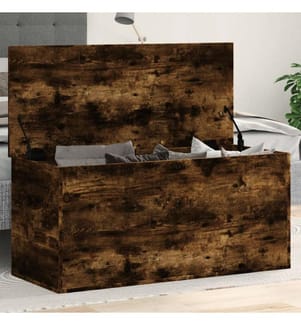 Boîte de rangement chêne fumé 100x42x46 cm bois d'ingénierie