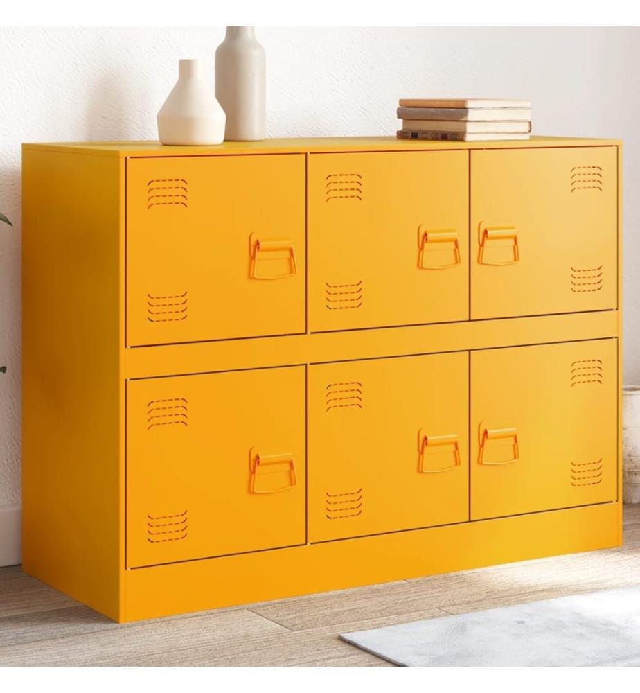 Buffet jaune moutarde 99x39x73 cm acier