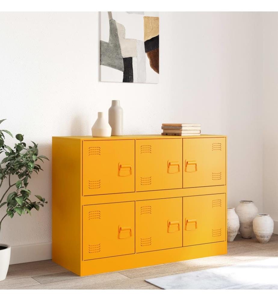 Buffet jaune moutarde 99x39x73 cm acier