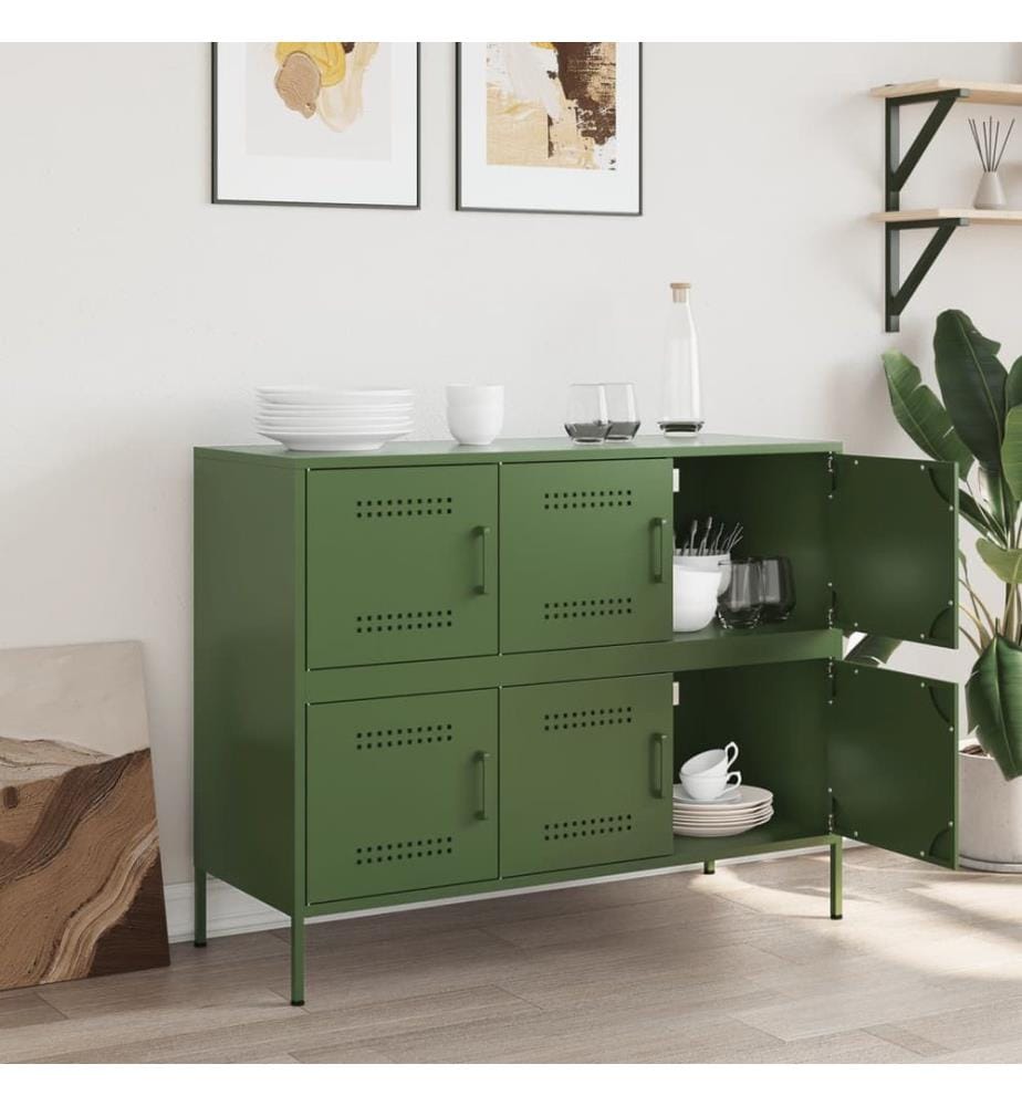 Buffet vert olive 100,5x39x79 cm acier