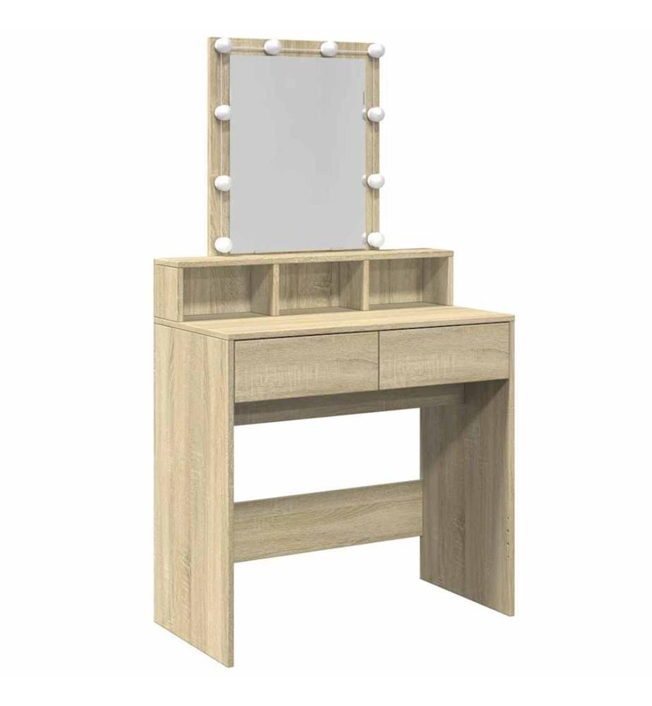 Schminktisch mit LED-Beleuchtung Sonoma-Eiche 80x41x144,5 cm