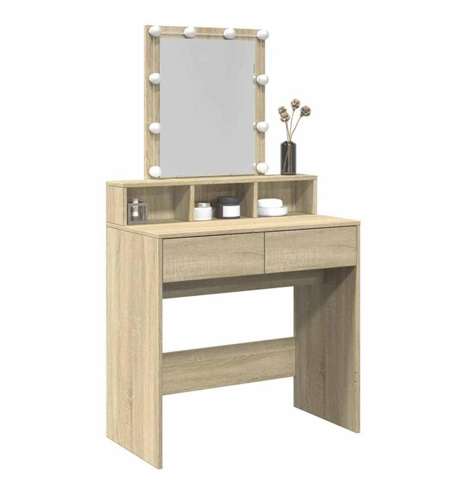Schminktisch mit LED-Beleuchtung Sonoma-Eiche 80x41x144,5 cm