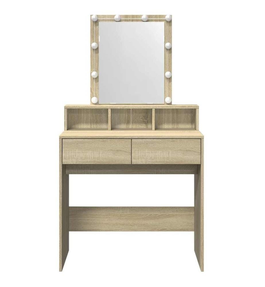 Schminktisch mit LED-Beleuchtung Sonoma-Eiche 80x41x144,5 cm