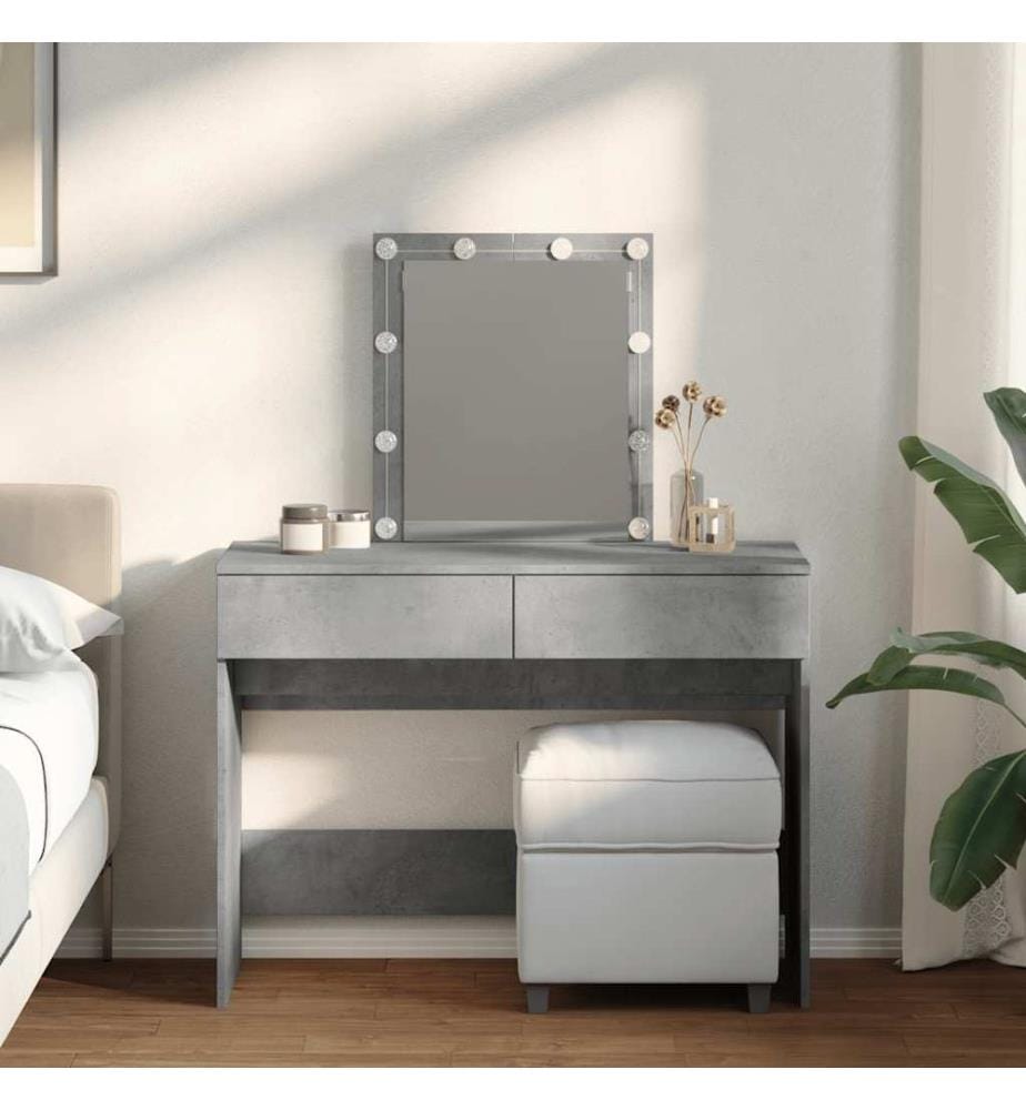 Schminktisch mit LED-Beleuchtung Betongrau 100x40x130 cm