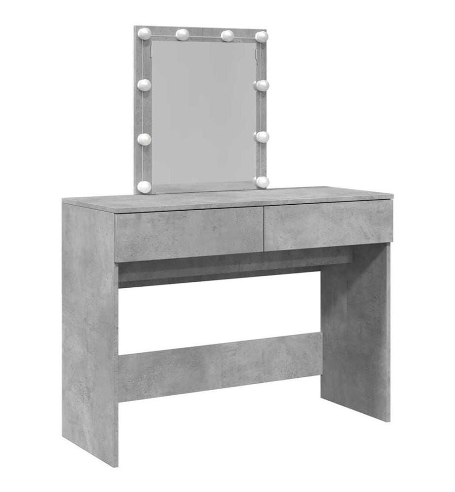 Schminktisch mit LED-Beleuchtung Betongrau 100x40x130 cm