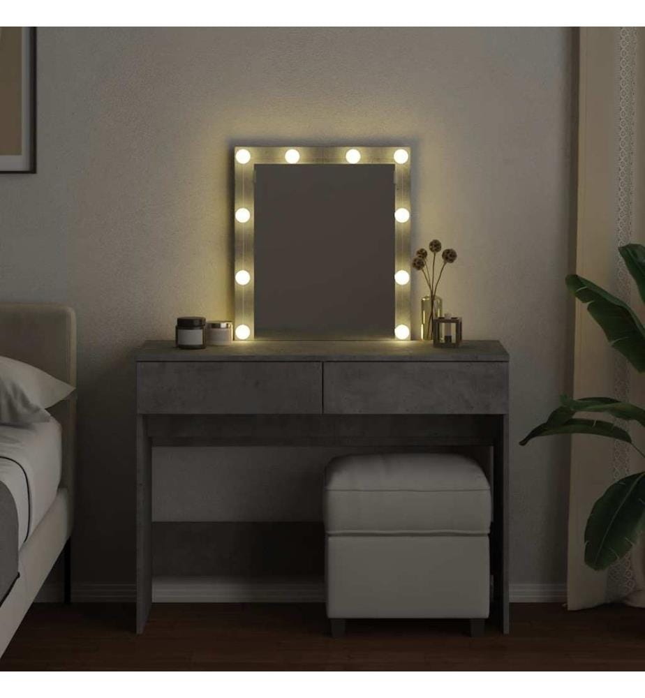 Schminktisch mit LED-Beleuchtung Betongrau 100x40x130 cm