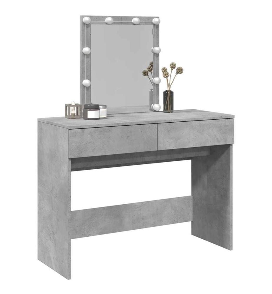 Schminktisch mit LED-Beleuchtung Betongrau 100x40x130 cm