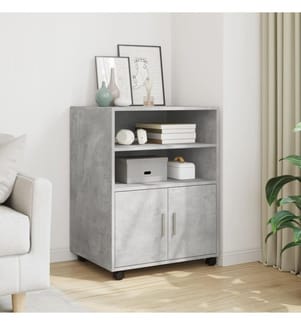 Armoire à roulettes gris béton 60x48x81 cm bois d'ingénierie