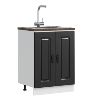 Meuble bas pour évier Kalmar noir 60x46x81,5 cm bois ingénierie