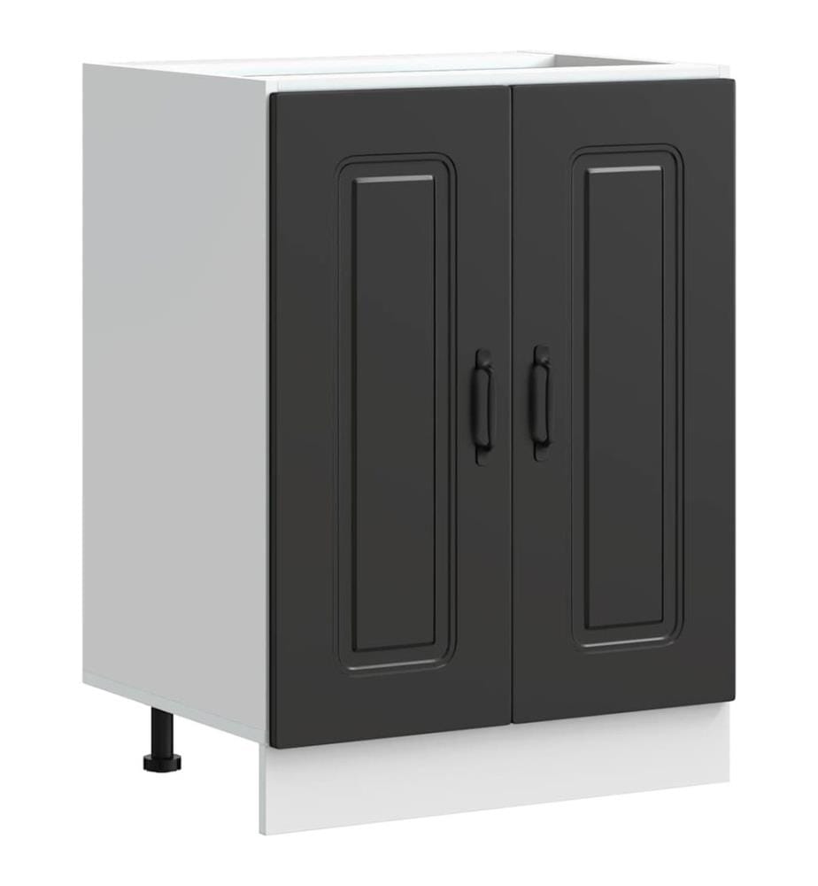 Meuble bas pour évier Kalmar noir 60x46x81,5 cm bois ingénierie