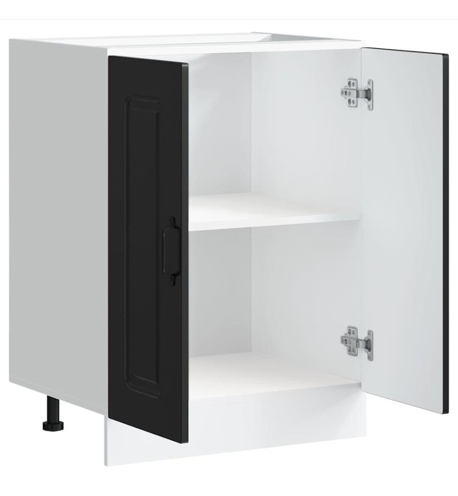 Meuble bas pour évier Kalmar noir 60x46x81,5 cm bois ingénierie