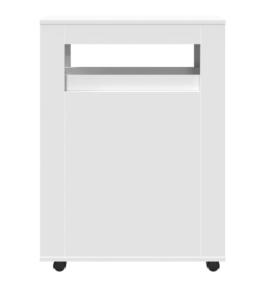 Badschrank Schmal mit Rollen Weiss Holzwerkstoff