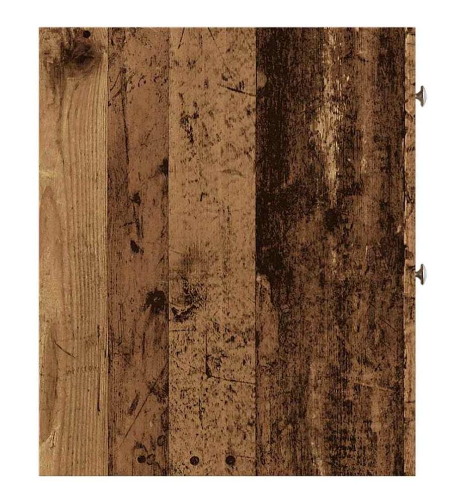 Armoire de salle de bain étroite avec roulettes vieux bois