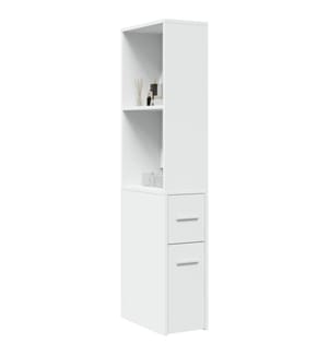 Badschrank Schmal mit Rollen Weiss Holzwerkstoff