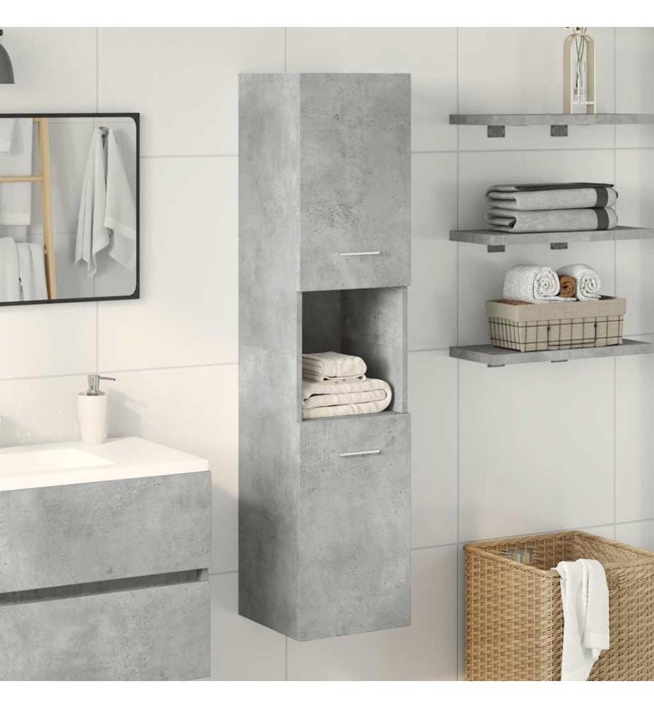 Bad-Hängeschrank Betongrau 30x30x130 cm Holzwerkstoff