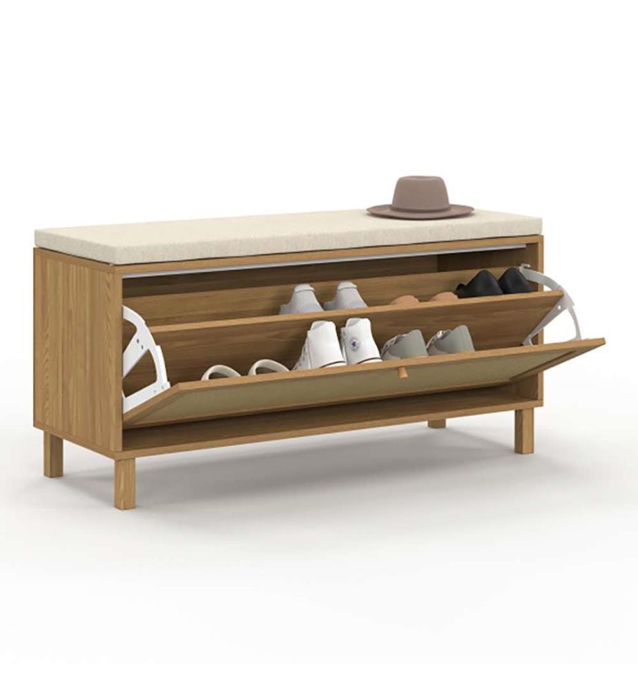 Banc à chaussures Erin 6 paires en cannage