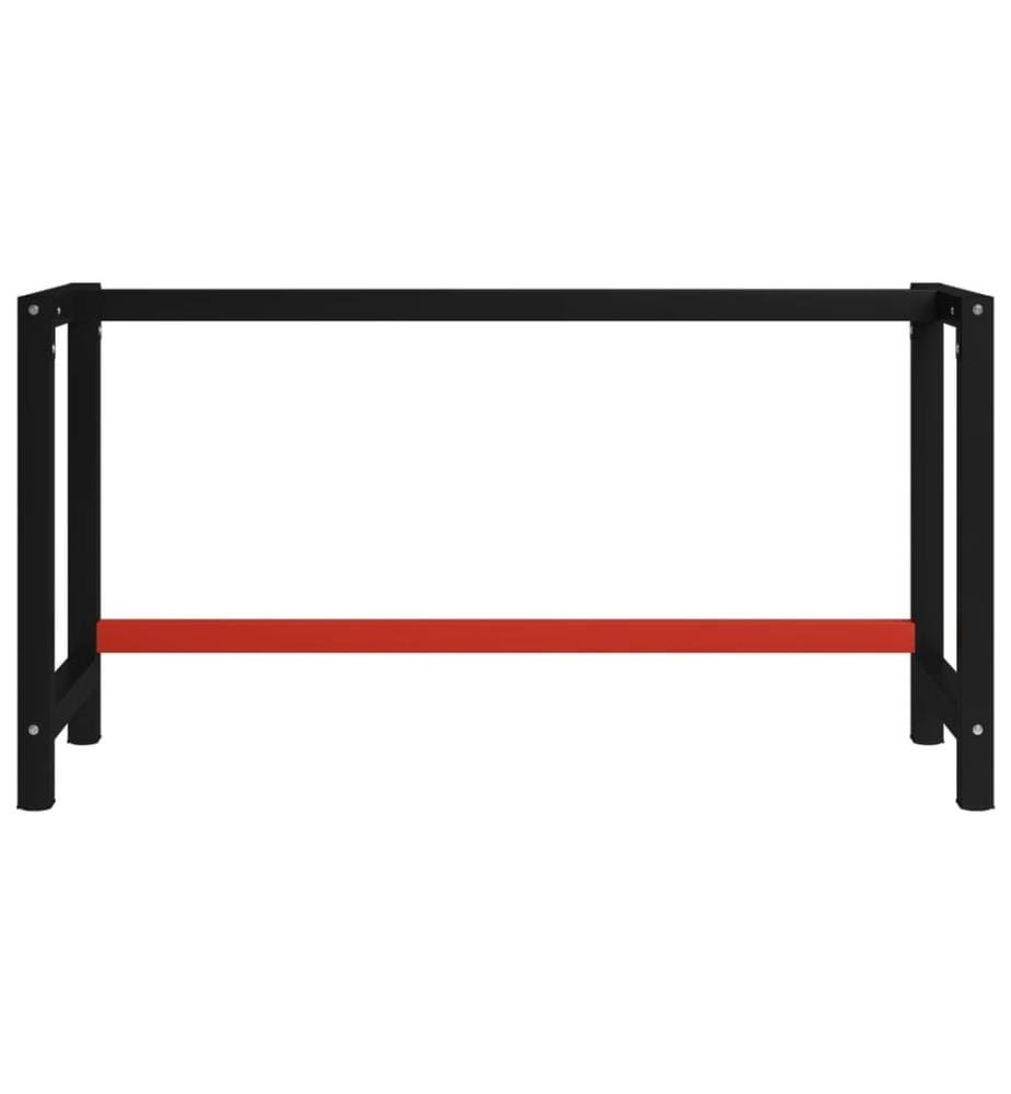 Cadre de banc de travail Métal 150x57x79 cm Noir et rouge