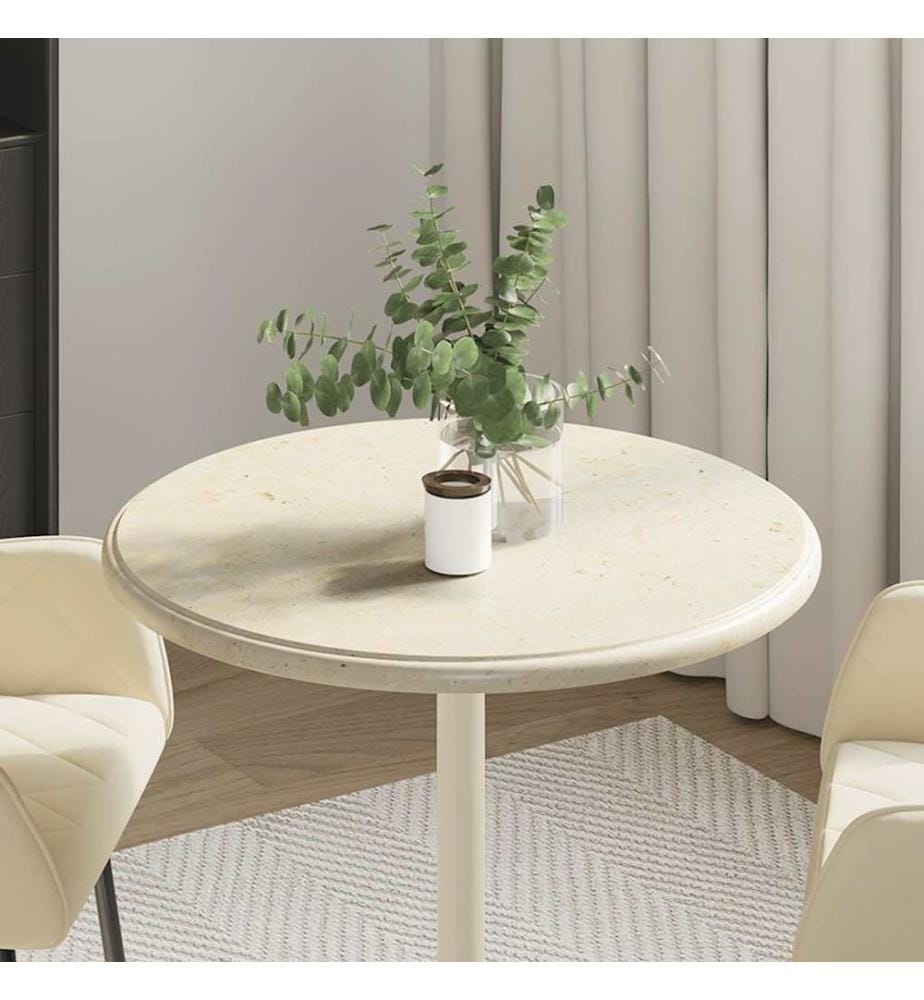 Dessus de table Crème Ø60x2,5 cm Marbre