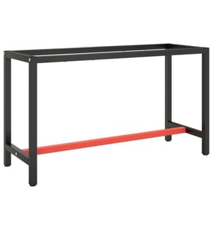 Werkbankgestell Mattschwarz und Mattrot 140x50x79 cm Metall