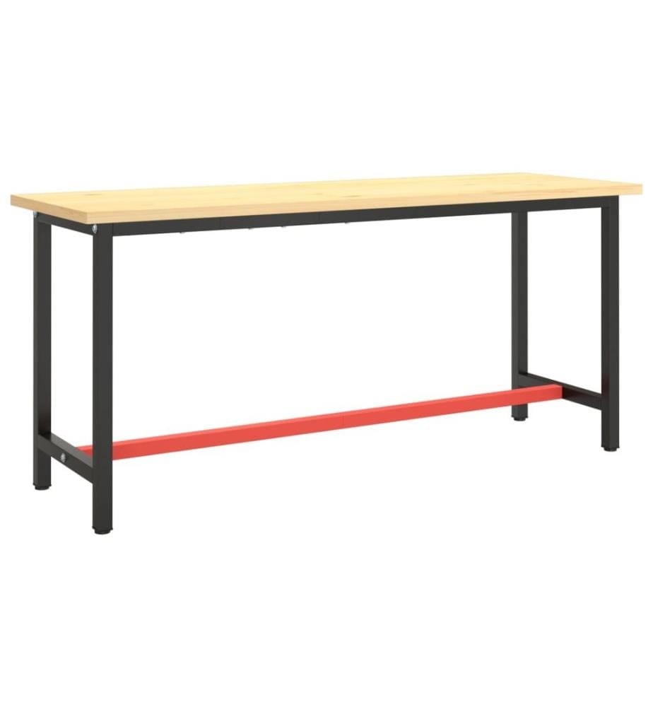 Cadre de banc de travail Noir et rouge mat 170x50x79 cm Métal