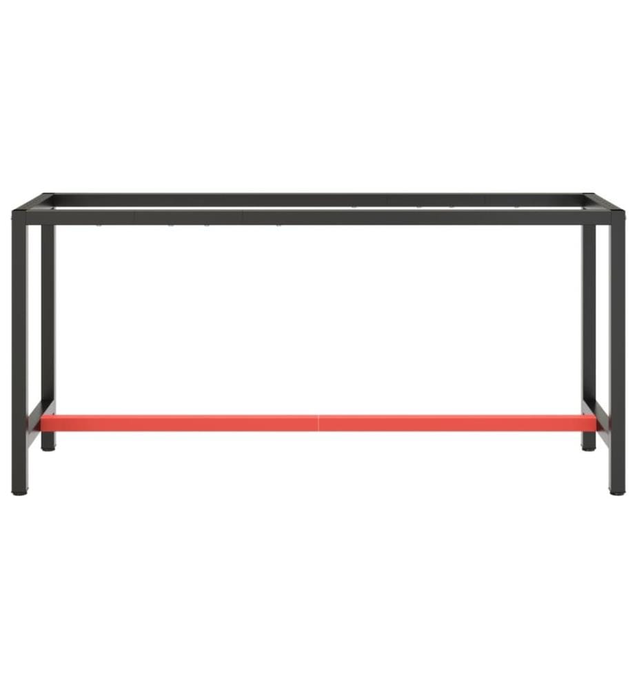 Cadre de banc de travail Noir et rouge mat 170x50x79 cm Métal