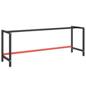 Werkbankgestell Mattschwarz und Mattrot 220x57x79 cm Metall