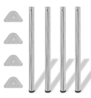 4x höhenverstellbares Tischbein Chrom 870 mm