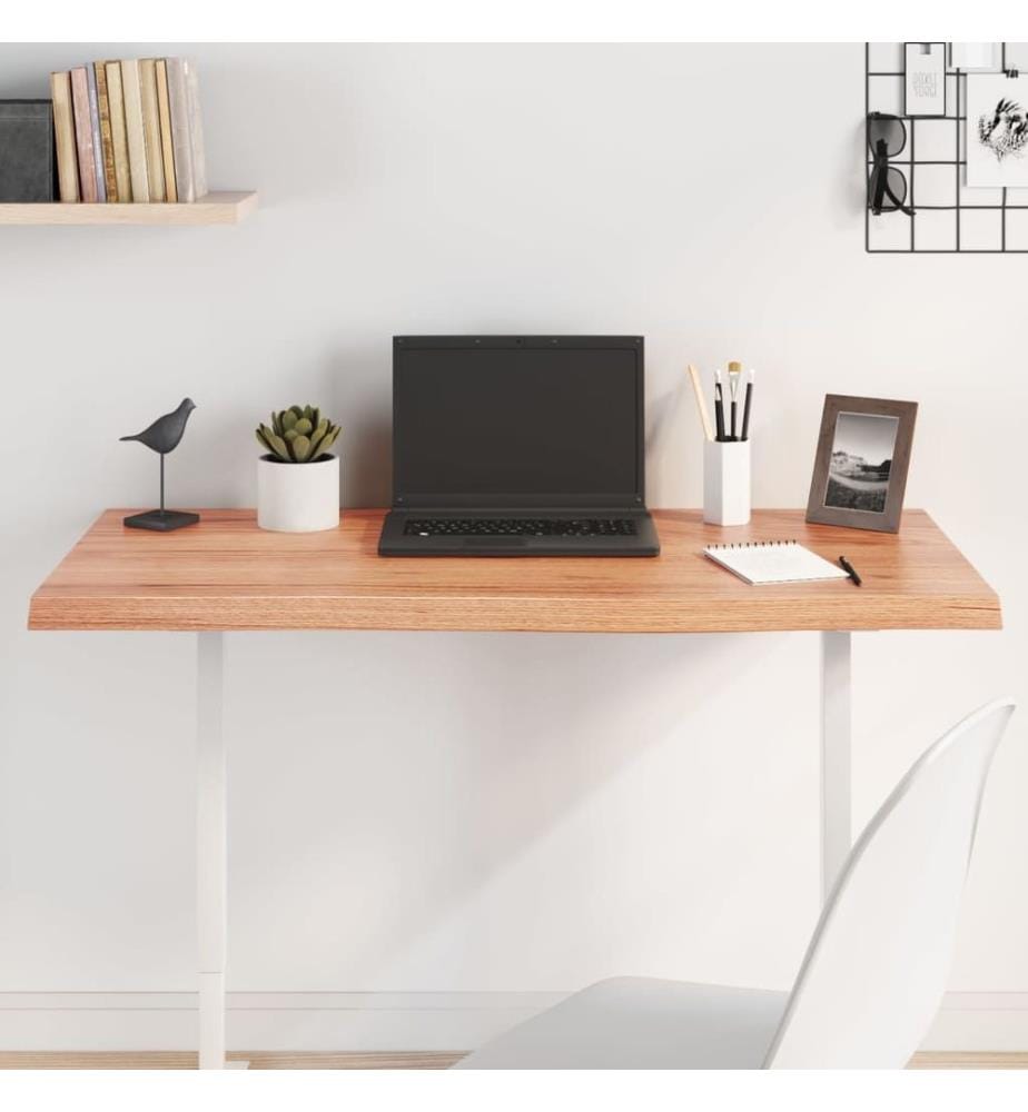 Dessus de table marron clair bois chêne massif traité