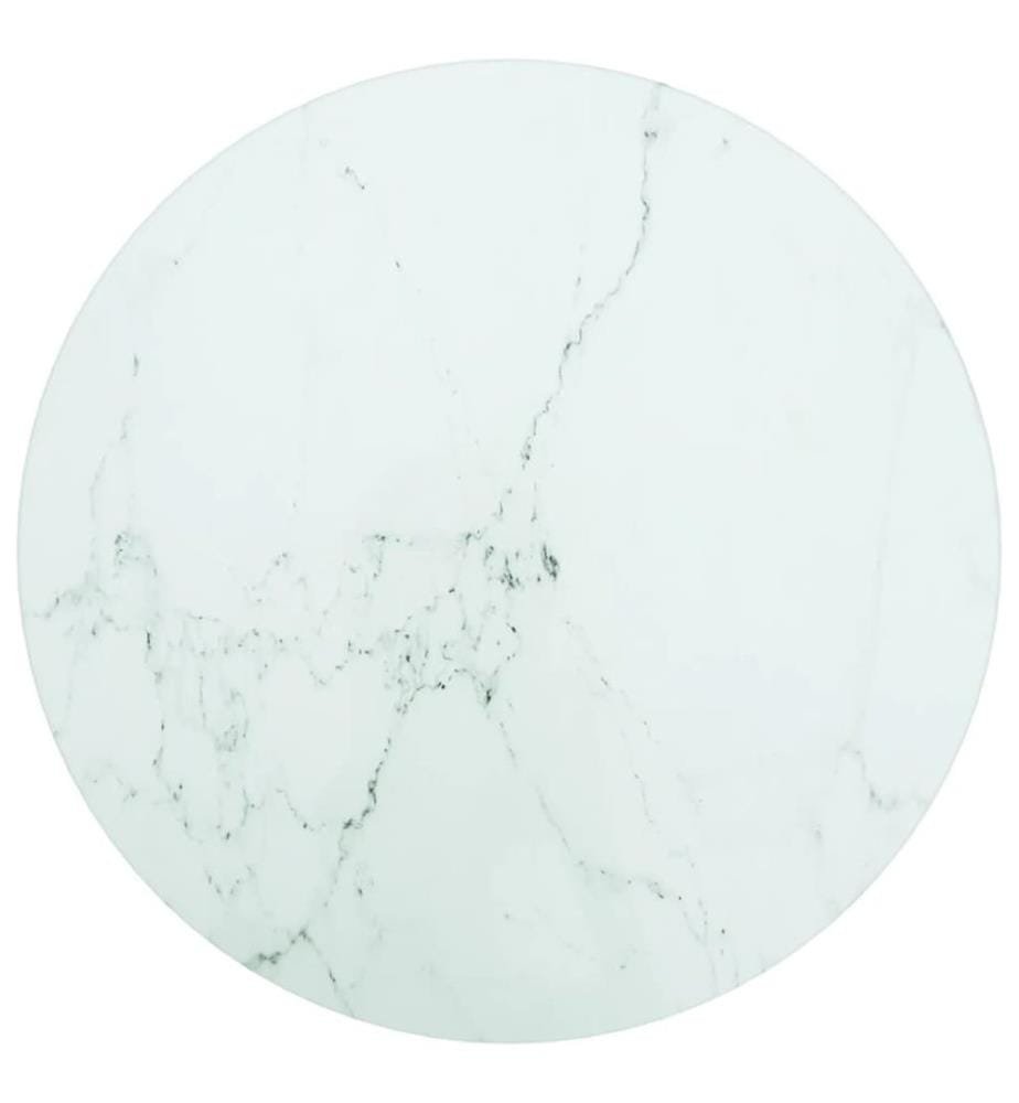 Tischplatte Weiss Ø30x0,8 cm Hartglas in Marmoroptik