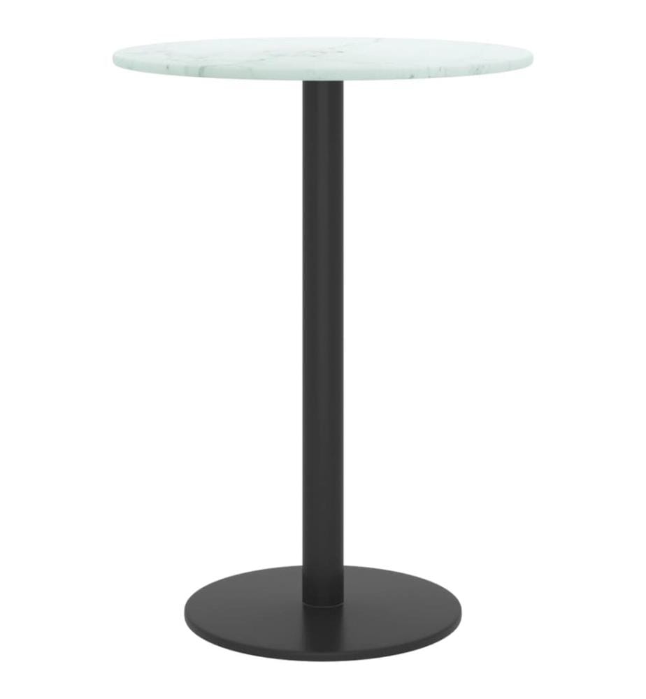 Tischplatte Weiss Ø30x0,8 cm Hartglas in Marmoroptik