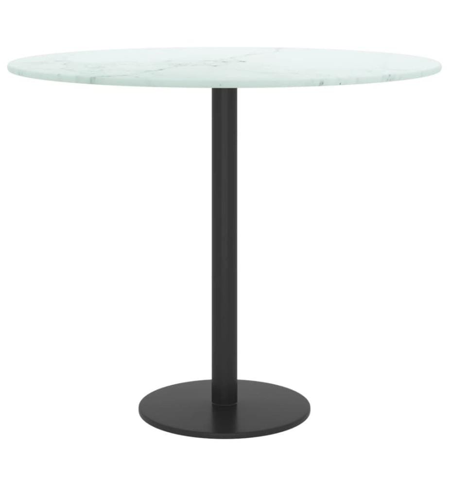 Tischplatte Weiss Ø50x0,8 cm Hartglas in Marmoroptik