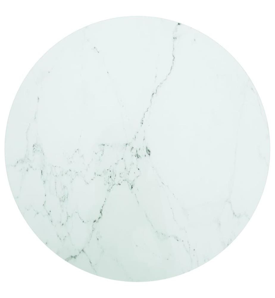 Tischplatte Weiss Ø70x0,8 cm Hartglas in Marmoroptik