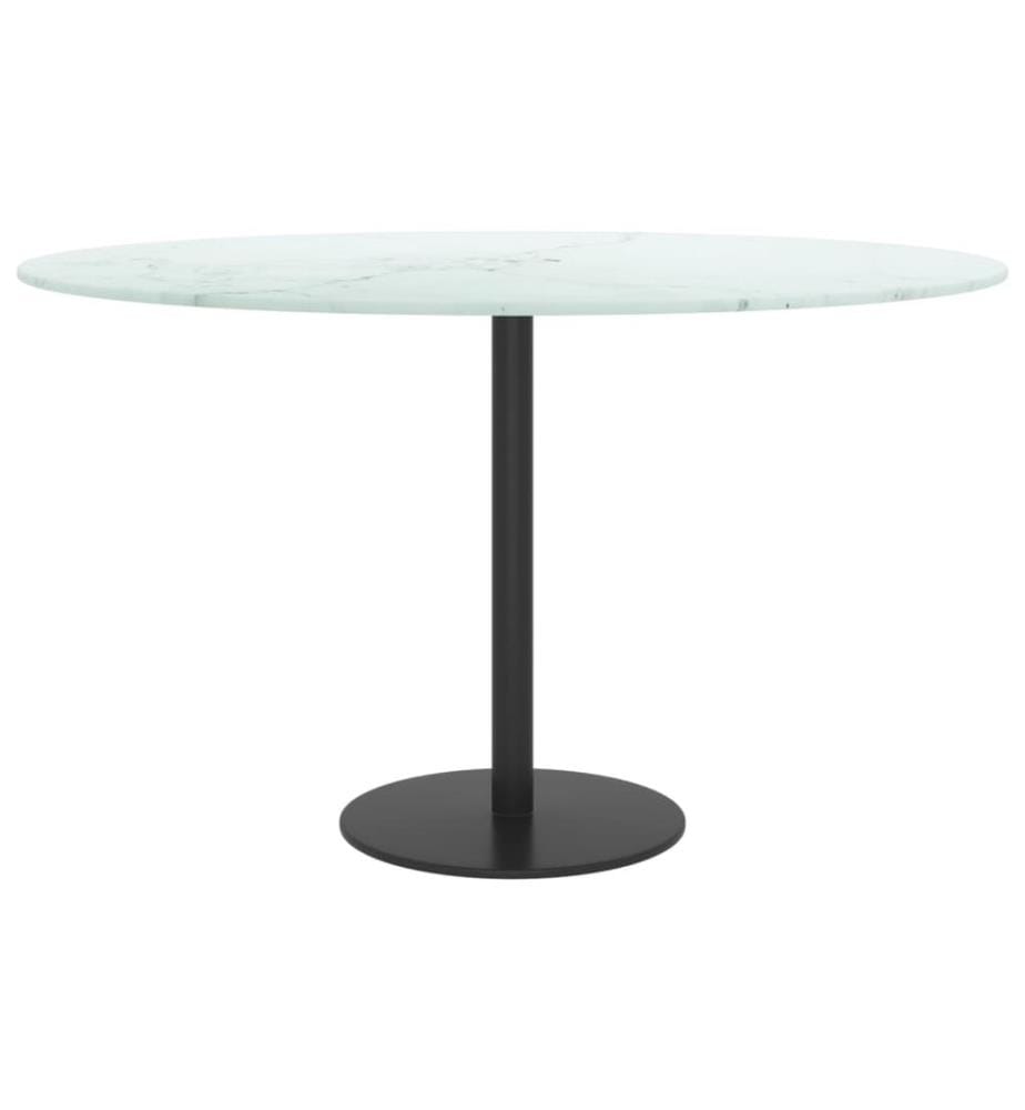 Tischplatte Weiss Ø70x0,8 cm Hartglas in Marmoroptik