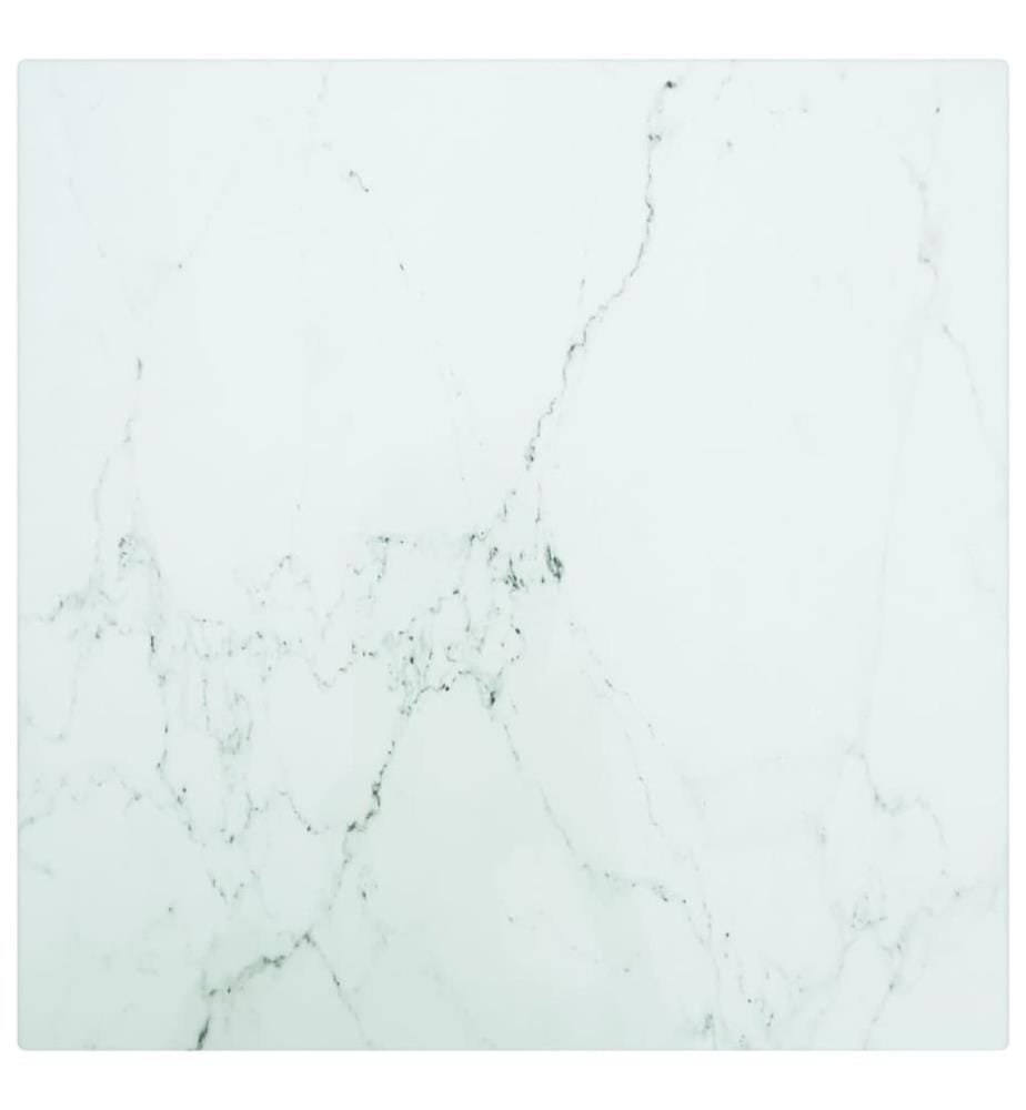 Tischplatte Weiss 30x30 cm 6 mm Hartglas in Marmoroptik