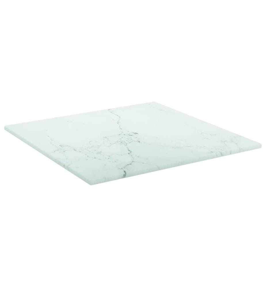 Tischplatte Weiss 30x30 cm 6 mm Hartglas in Marmoroptik