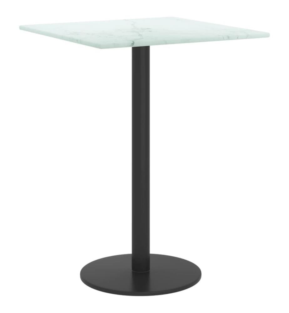 Tischplatte Weiss 30x30 cm 6 mm Hartglas in Marmoroptik
