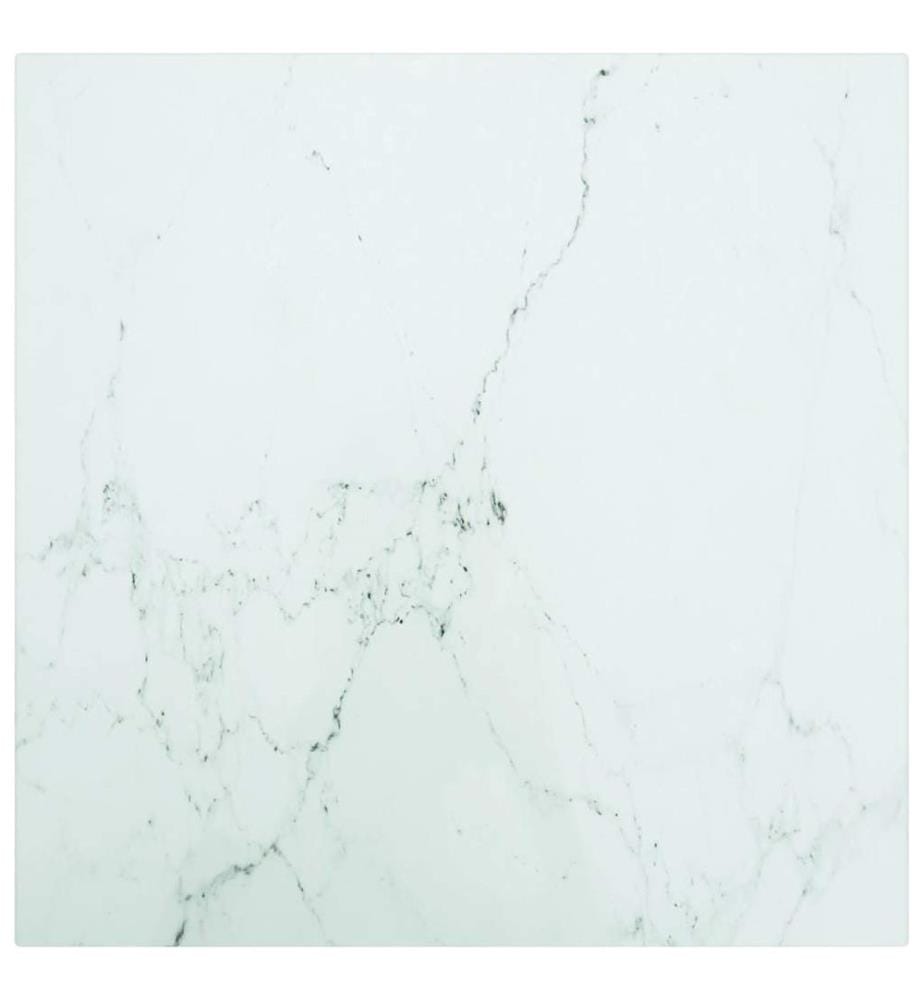 Tischplatte Weiss 40x40 cm 6 mm Hartglas in Marmoroptik
